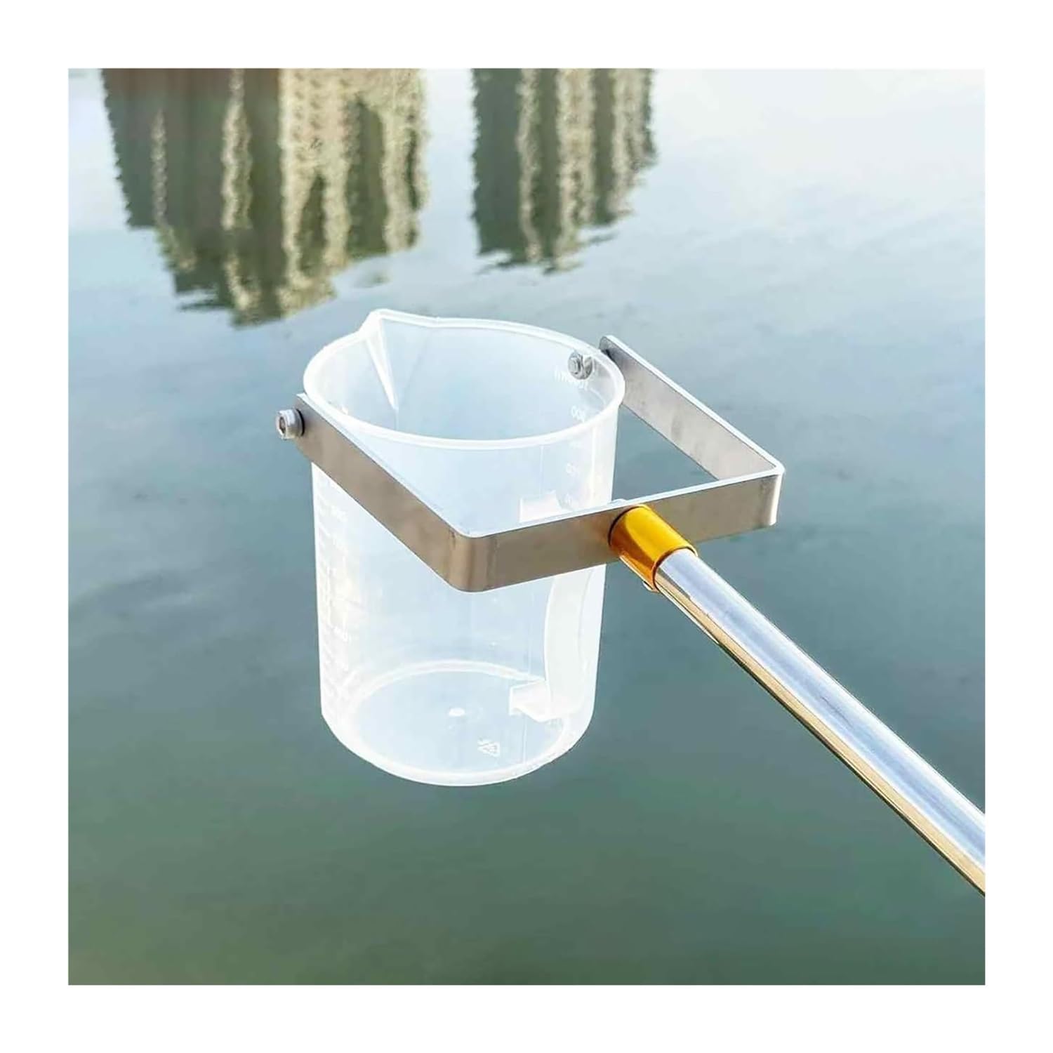 MTNBHH 500ml 1000ml Telescopic Water Sampler, Stainless Steel Rod with Pendulum Beaker for Environmental Monitoring, River Water Sampling(White 500ml,1.49~7m)