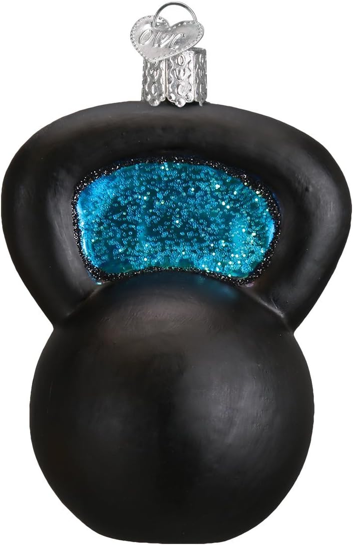 Old World Christmas Kettlebell Weight Glass Blown Ornament for Christmas Tree, Handcrafted Holiday Decoration, Sports Collection