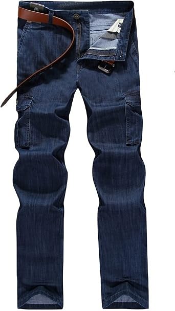 ANUFER Mens Straight Leg Regular Fit Durable Cargo Jeans Comfy Outdoor Work Casual Long Pants for All Seasons 29-44