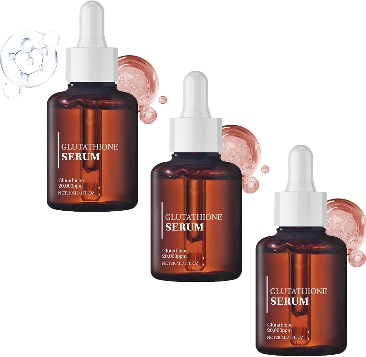 Glutathione Serum,Glutathione Serum with 20,000ppm Glutathione,Niacinamide and hyaluronic acid,Korean Skincare (3PC)
