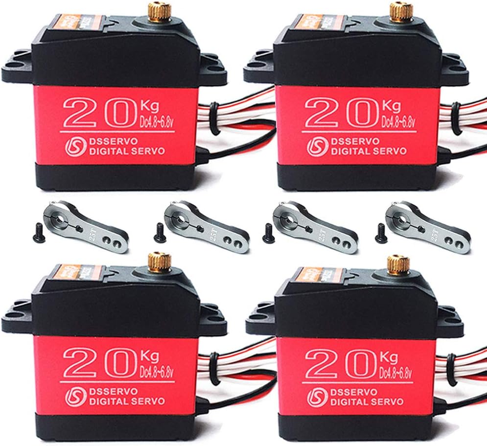 Pack of 4 DS3218 Digital RC Servo Motor 20KG High Torque Full Metal Gear Waterproof for Baja Cars Robot DIY 270°