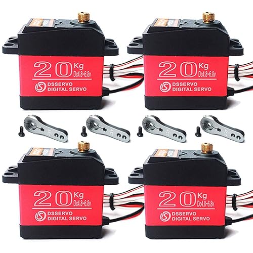 ANNIMOS Pack of 4 DS3218 Digital RC Servo Motor 20KG High Torque Full Metal Gear Waterproof for Baja Cars Robot DIY 270°