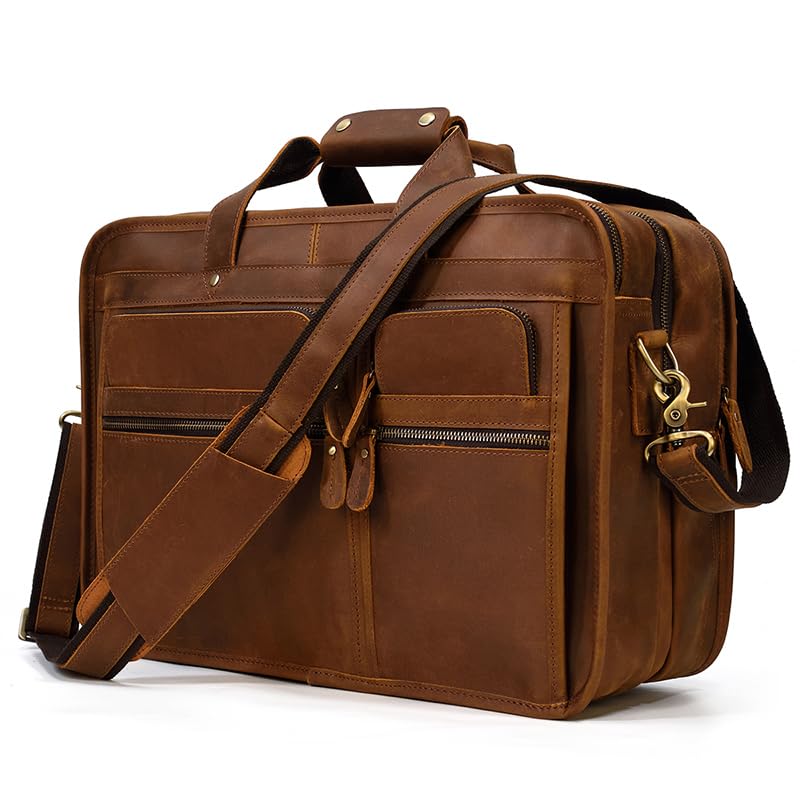 Borsa per Documenti Ufficio Borsa for laptop da 17,3 pollici, in vera pelle, for viaggi d'affari, borse a mano, for uomo, grande borsa da lavoro, stile retrò