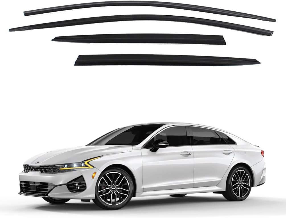 Safe Smoke Window Visor Sun Rain Vent Guard 4 Pcs Set Compatible with KIA 2021~ K5 (Optima) Out Channel Visor