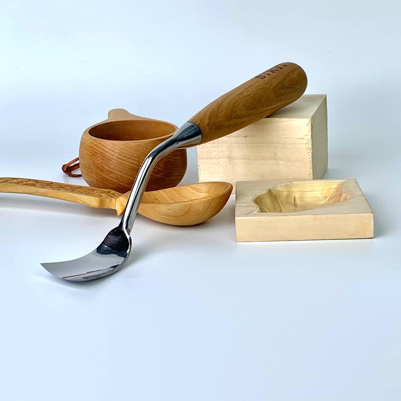 STRYI Profesjonalne, duże, zakrzywione żelazko – 30 mm – ręcznie kute narzędzie do głębokiego rzeźbienia w drewnie – idealne do kuksa, łyżek, misek – dłuto do misek
