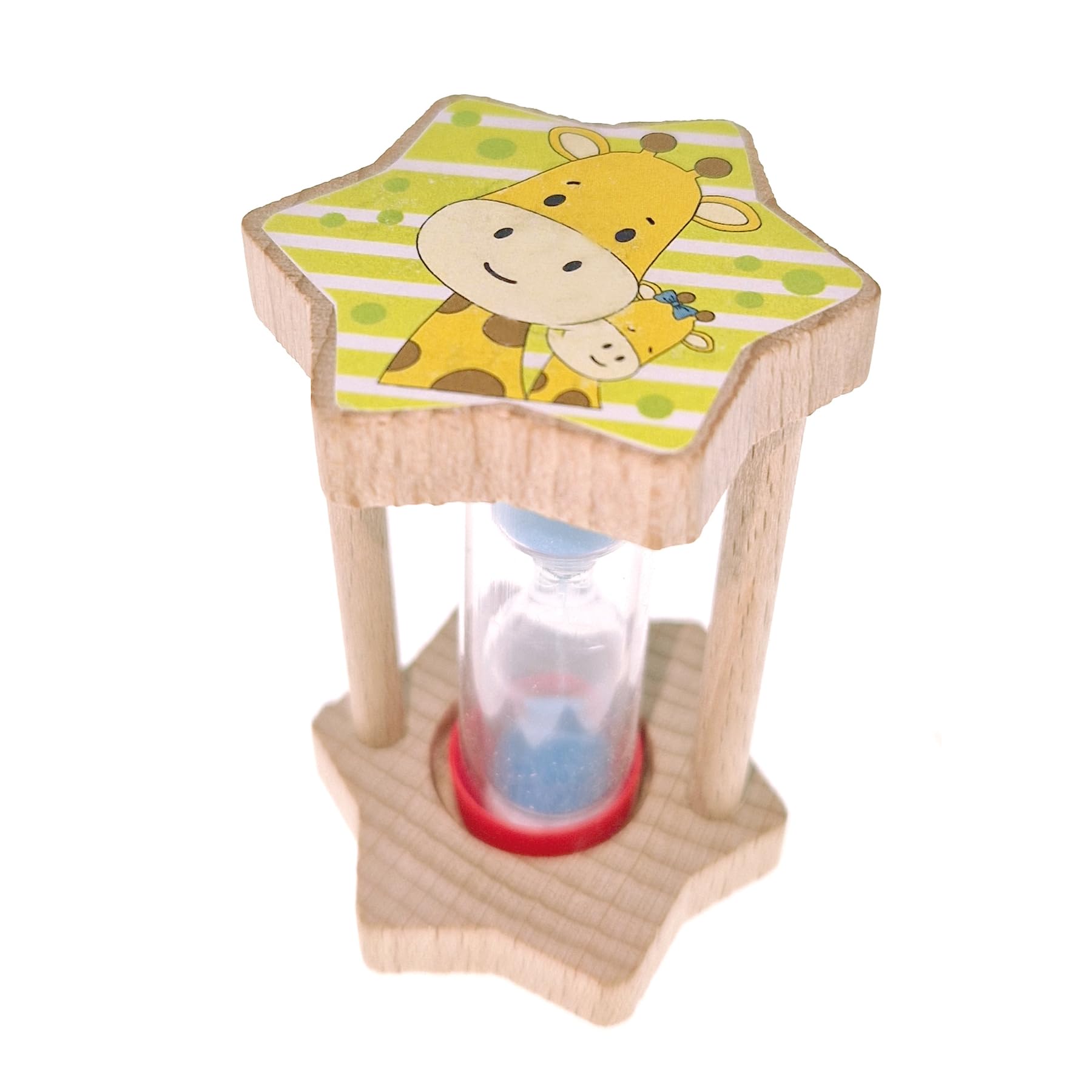 Hess Holzspielzeug 14599 - Timer per spazzolino da denti in legno per bambini, giraffa Emil, clessidra con sabbia colorata, per l'uso quotidiano durante il lavaggio dei denti