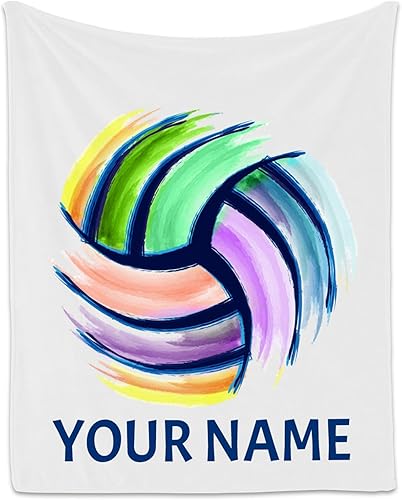 Miniatura 8 de Manta de voleibol personalizada con nombre, manta deportiva de 30 x 40 pulgadas para adultos y niños, mantas coloridas de felpa suave para sofá y