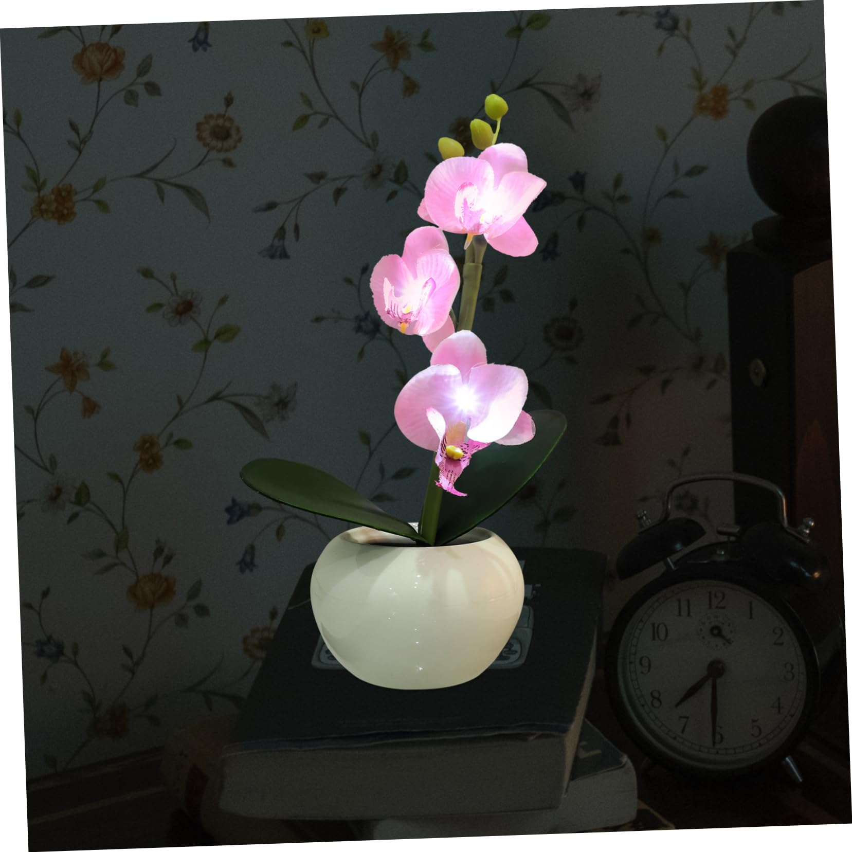 Zerodeko Luce LED Fiore in Vaso Rosa, Design Phalaenopsis, Ceramica | Riutilizzabile, Decorazione per Casa e Piazza Comunitaria, Forma Floreale Simulata