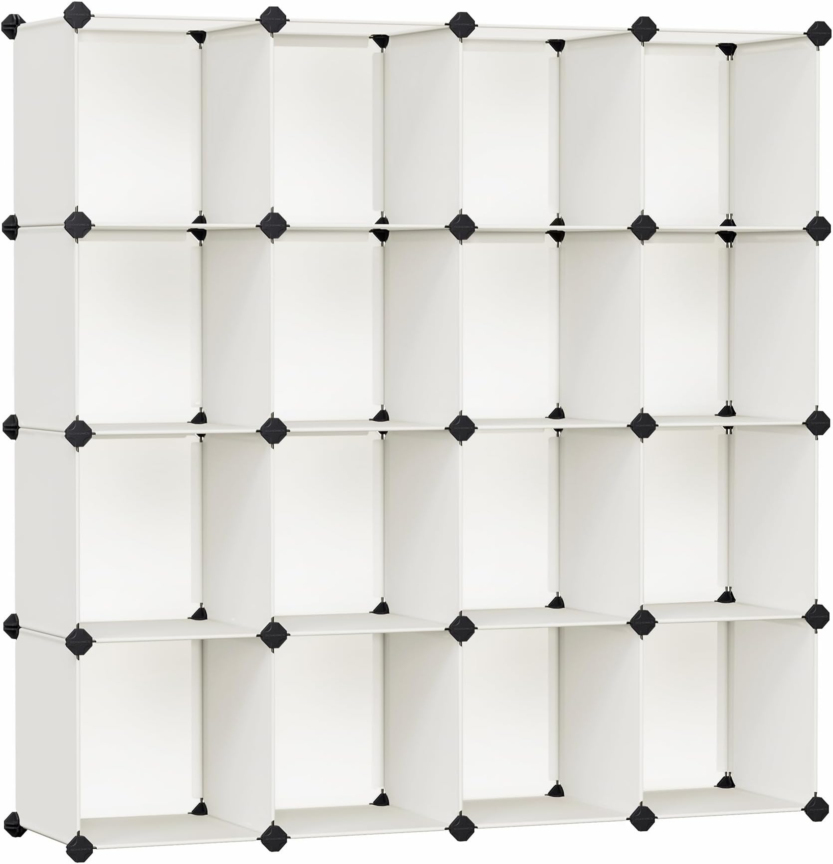 SONGMICS Cube Storage Organizer, Set of 16 Plastic Cubes, Book Shelf, Closet Organizers and Storage, Room Organization, Bedroom Living Room, 12.2 x 48.4 x 48.4 Inches, Cream White ULPC442M01