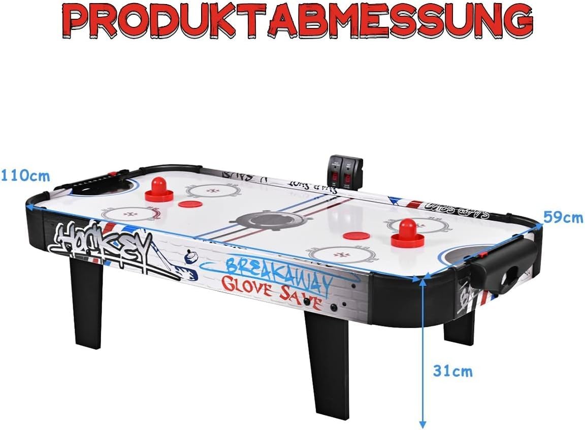 GOPLUS Mesa de Hockey de Aire, Hockey de Mesa Plegable con Marcador Electrónico, Motor de 12V, 2 Discos y 2 Empujadores, Juego de Hockey de Pie, para Sala de Juegos, Hogar y Oficina