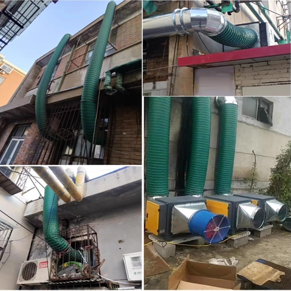 GRRICEPL Flexible Duct Hosing, Long Air Ducting, Commercial Flexible Vent Pipe for Kitchens/Bathrooms/Workshops/Greenhouses, Cuttable HVAC Ducting(Green/3 m,Diameter-105mm)