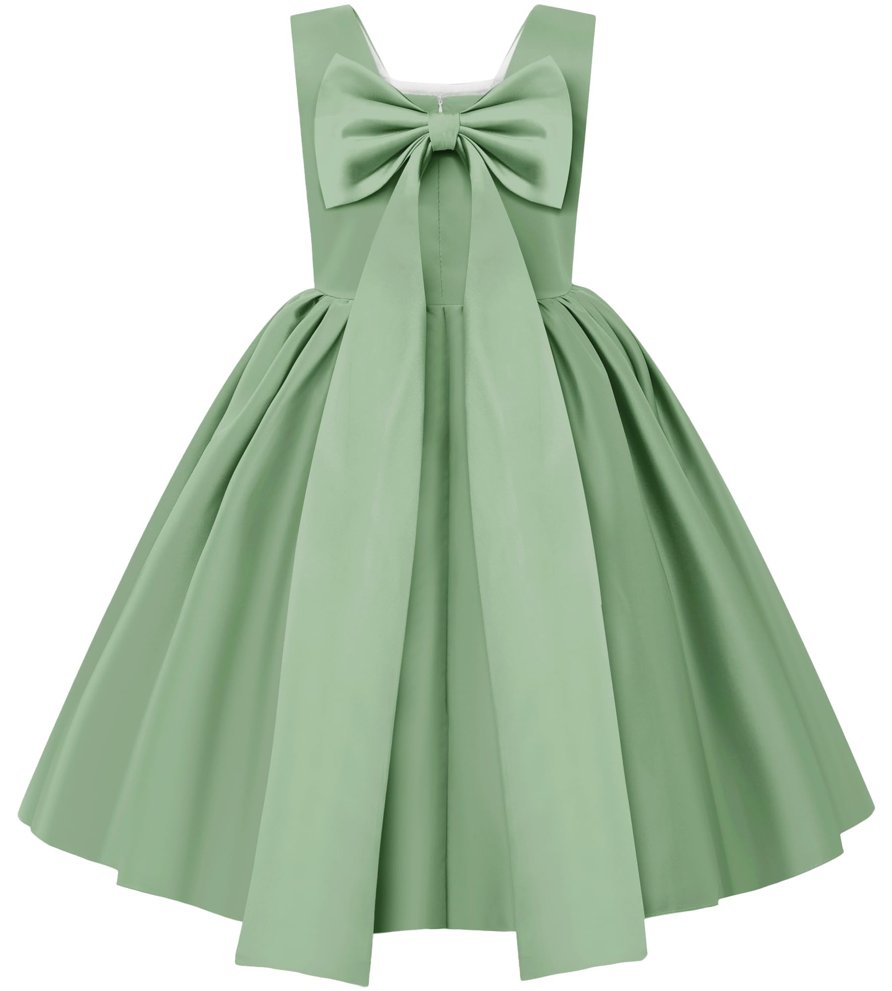 Uhnice Robe de Demoiselle d'honneur en Satin sans Manches avec nœud Amovible pour Mariage, Anniversaire