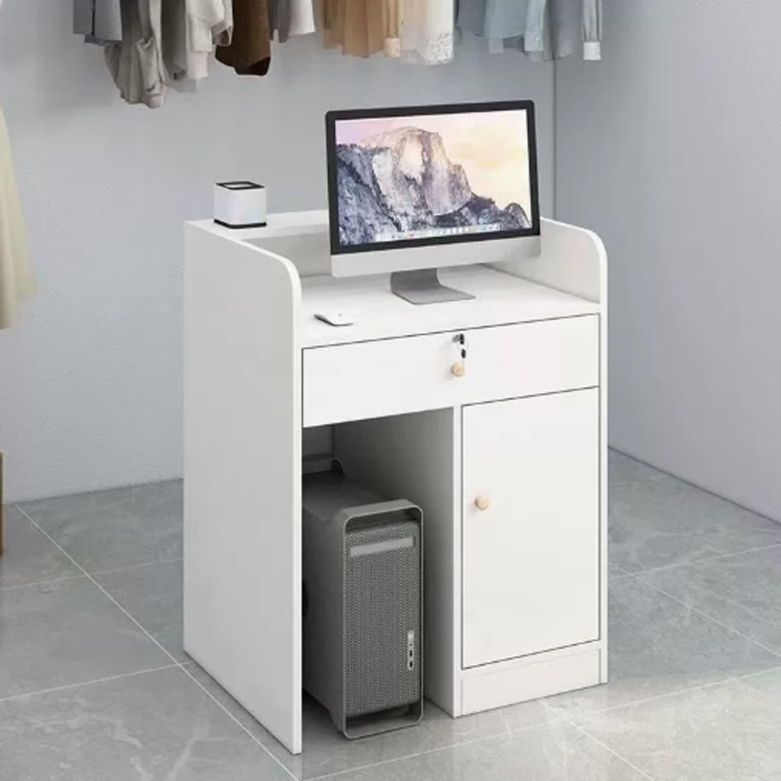 Recept Desk con Ders, bancone ufficio, Recept Fur per hotel, negozi di abbigliamento, aziende, negozi di frutta, 79,8 x 39,9 x 89,9 cm, design moderno per le aziende