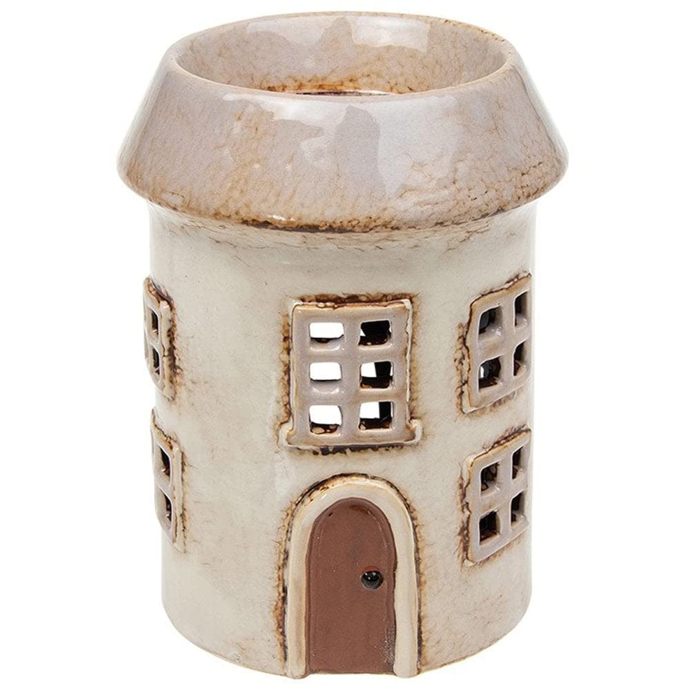 Village Pottery Cream Ceramic Round House Oil or Wax Melt Warmer Burner