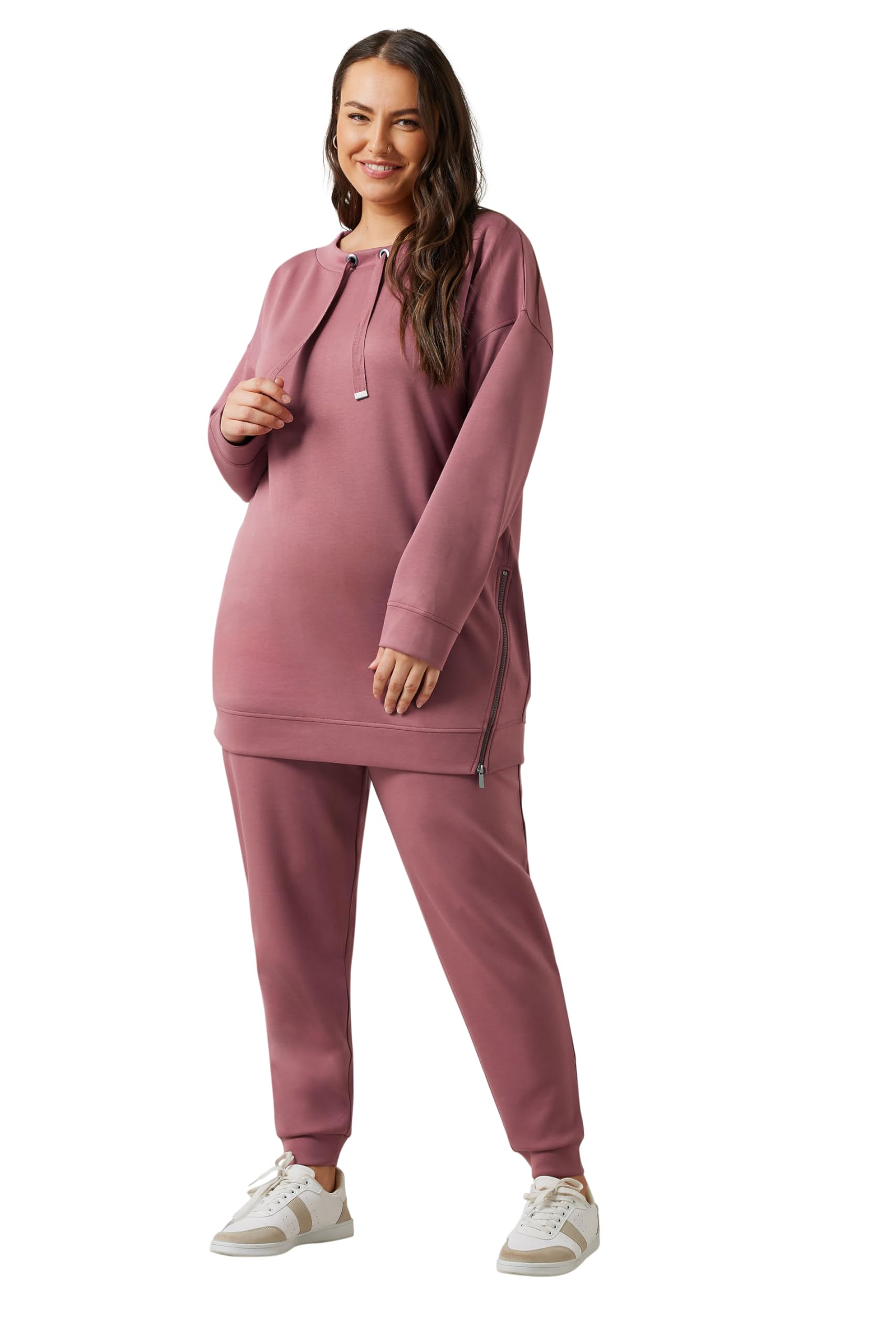 Evans Zip Pocket Joggers Pink - Cuffed Ankle - Elasticated Drawstring Waist - Jersey Fabric - 28.5" Inside Leg - Size 30-32