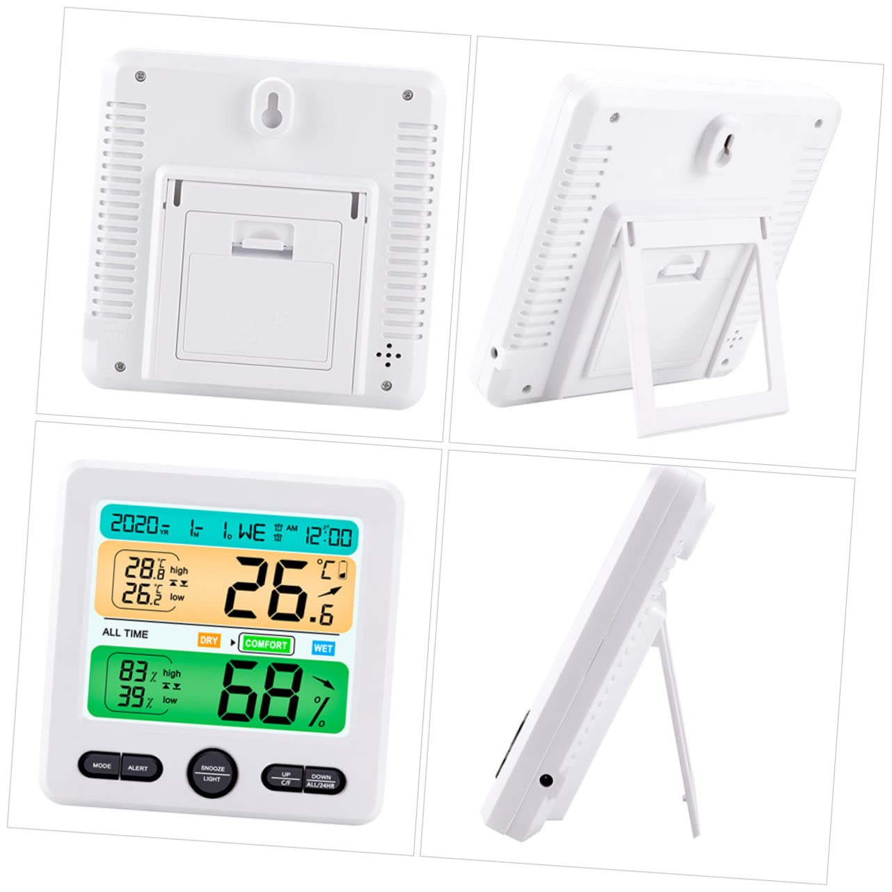 Hemobllo Digitales Hygrometer mit Großem Display und Temperaturmessung Kunststoffgehäuse Energiesparend für Öffentliche Räume und Einkaufszentren Geeignet