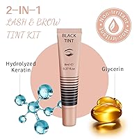 Vista 9 de Libeauty Kit de color de pestañas, kit de color negro instantáneo para cabello que dura 4 semanas con parches reutilizables para los ojos, kit