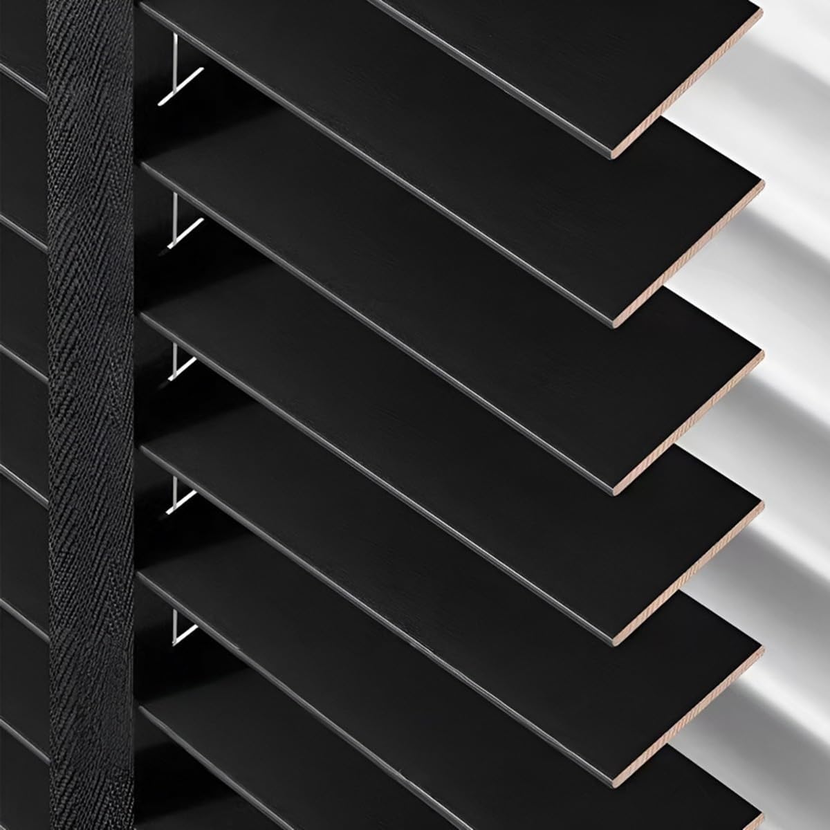 Custom Size Blinds Wooden Venetian Blinds Horizontal Window Blinds Cordless Camper Blinds 2" Slat Blinds & Shades Home Bedroom Bathroom Privacy Blind(Black)