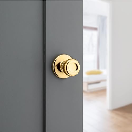 Miniatura 5 de Kwikset Tylo - Pomo de puerta de paso interior, manija para puertas de armario y pasillo, pomo de puerta sin bloqueo en latón pulido