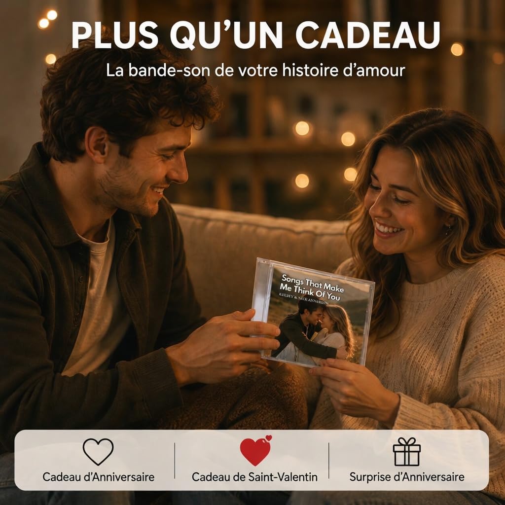 CD Personnalisé avec Photo & Texte Cadeau pour Heomme Femme Couple Album Musical Spotify CD à Graver Cadeau Personnalisé pour Anniversaire Mariage Noël