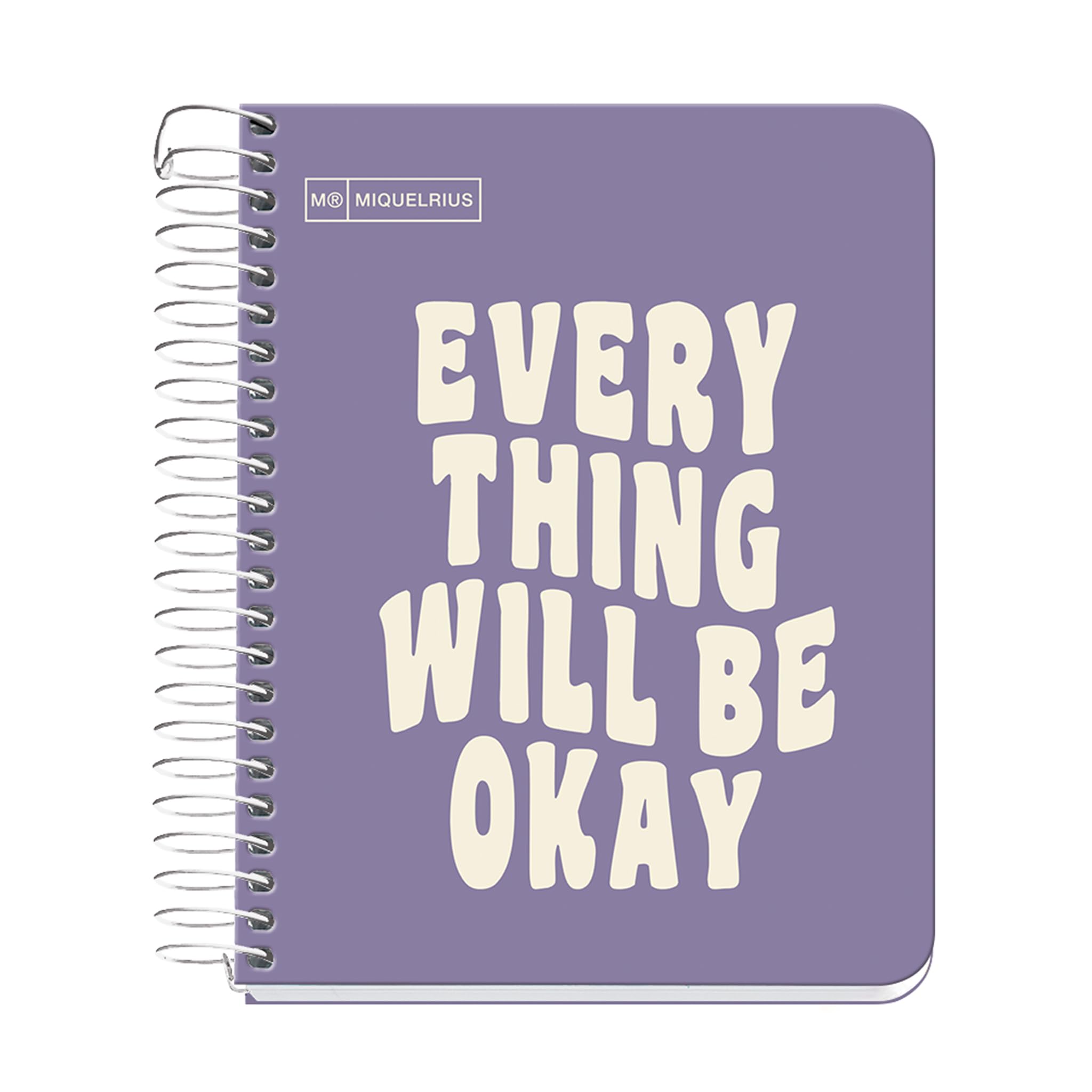 Miquelrius - A6 Notebook, Message Notebook, 1 Colour Strip, 100 Sheets of 90 g/m², Horizontal Ruled 7 mm, No Drilling, Hard Cardboard Cover, Purple