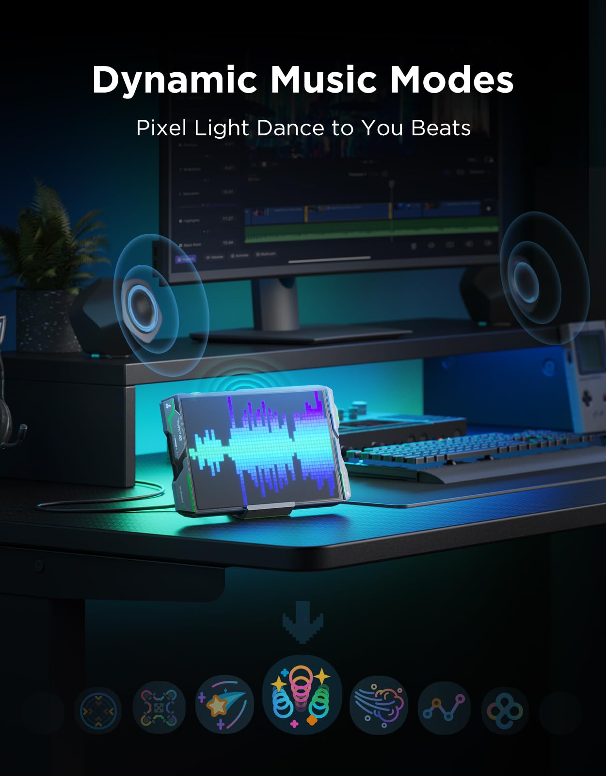 Govee Pixel Light Gaming Rettangolo, Pannello LED RGBIC 52x32, 150 scene e 10 modalità musica, funzioni AI, compatibile con Alexa e Google Assistant per camere da gioco