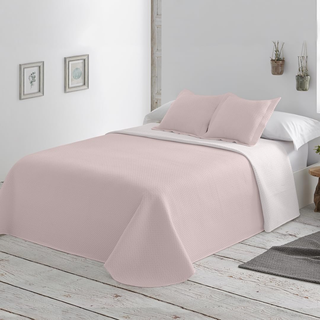 BOHEME Colcha Lisa Reversible Maquillaje Cama 105 cm - 200x270 cm