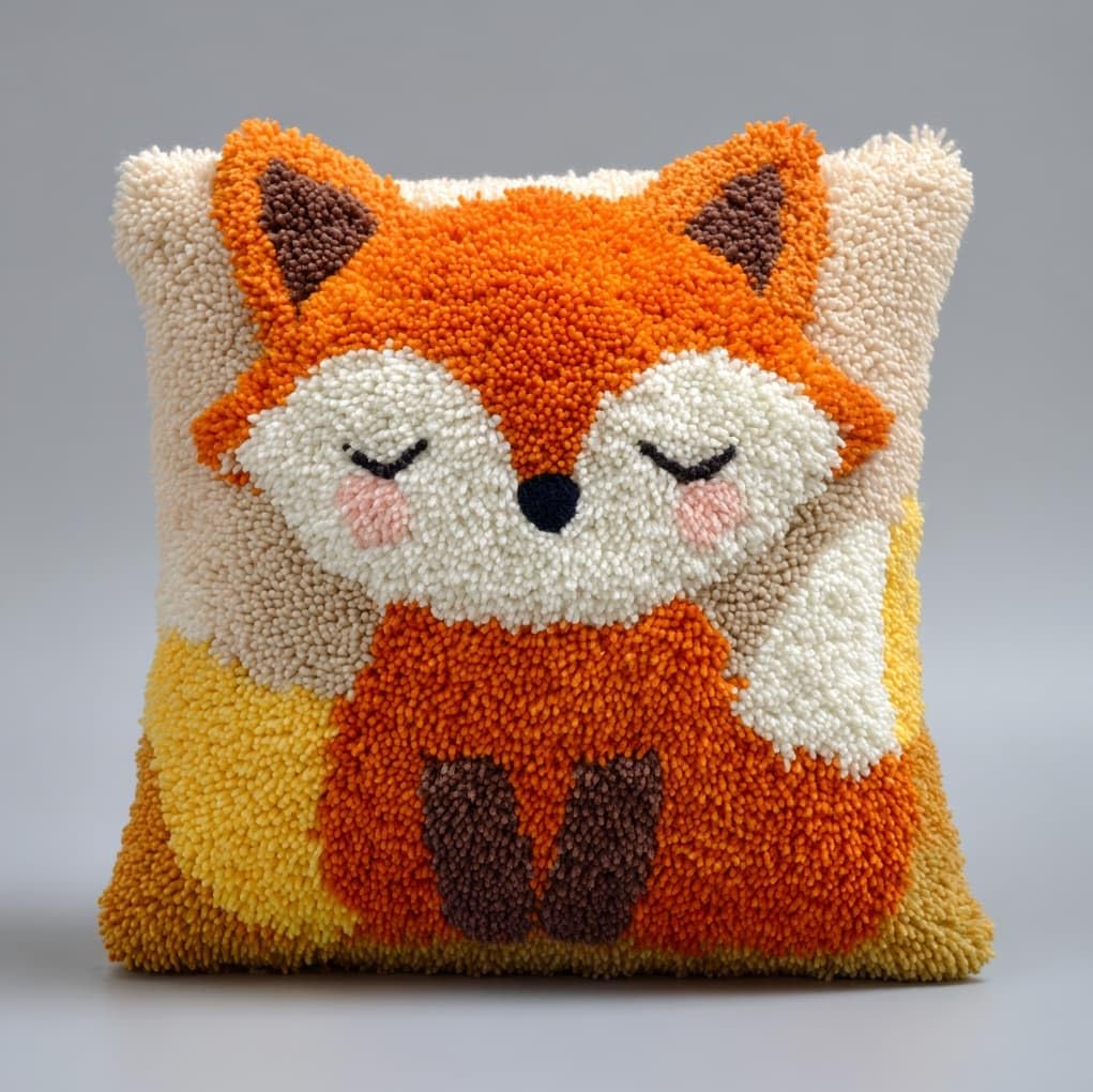 WallustrioaW DIY Latch Hook Kits 43x43cm,Cartoon Little Fox