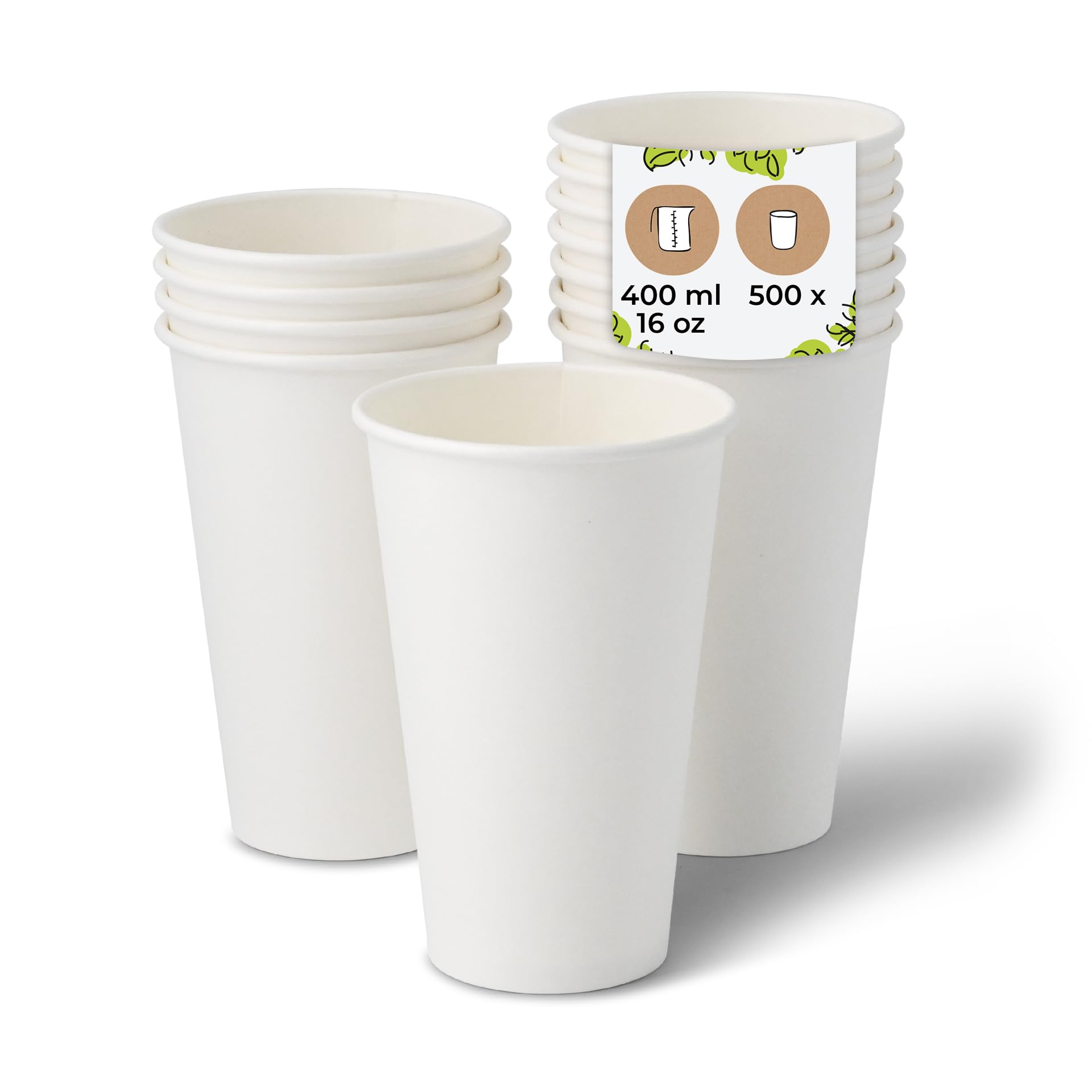BIOZOYG Bicchieri di cartone 500 pezzi 400 ml - Bicchieri usa e getta per bevande calde - Alternativa ai bicchieri di polistirolo, bicchieri di carta