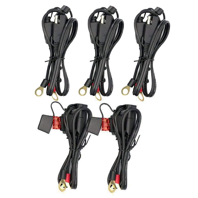 Chicote de cabos iMESTOU com terminais de olhal e conectores SAE para bateria, 2 pinos, 0,61 m, Kit com 5 peças