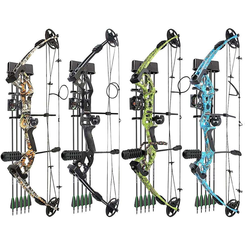 Compoundbogen Set Erwachsene Rechtshand 30-55 lbs Einstellbar, IBO 310 FPS 24-29,5 Zoll Auszugslänge, Jagd Sportbogen Komplettset mit Carbonpfeilen für Anfänger Bogenschießen Training
