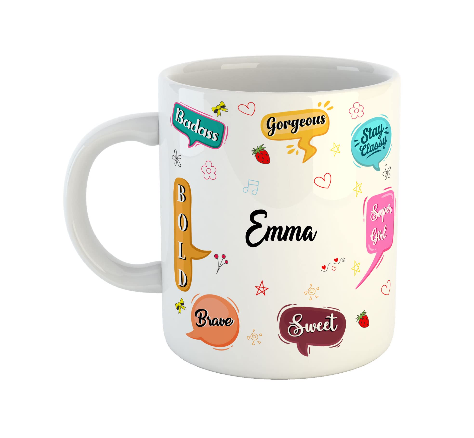 ASHVAH Personalised Emma Name Coffee Mug for Girls - Best Birthday Gift for Daughter, Sister, Girlfriend, Wife, Return Gift - Color - White, Name -Emma