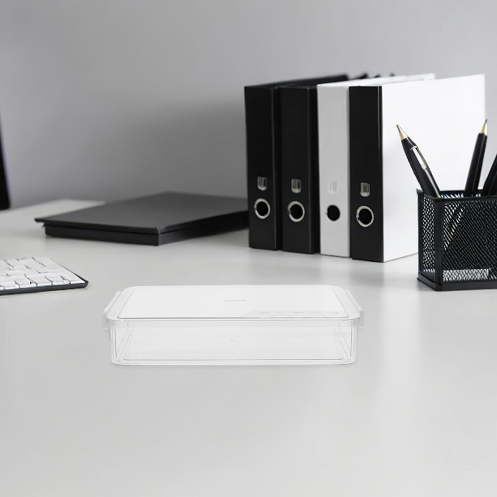 Toyvian 2 Piezas Caja Organizadora para Documentos de Archivos de Plástico Transparente Tapa Apilable Estuche Portátil y Almacenamiento de Papel para Oficina y Escuela