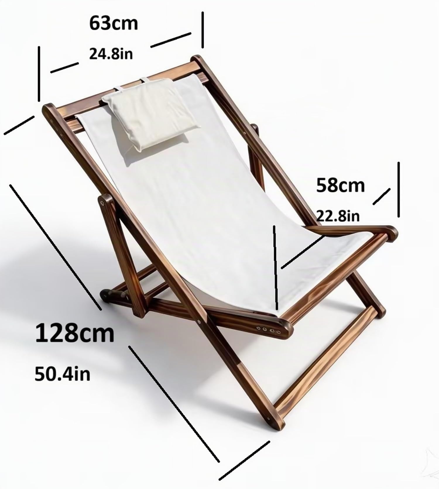 Heehee Sedie a sdraio in legno regolabili in altezza, extra larghe ed extra lunghe; sedie pieghevoli; sedie a sdraio in legno da giardino e da esterno per spiaggia e piscina con tela di sospensione re