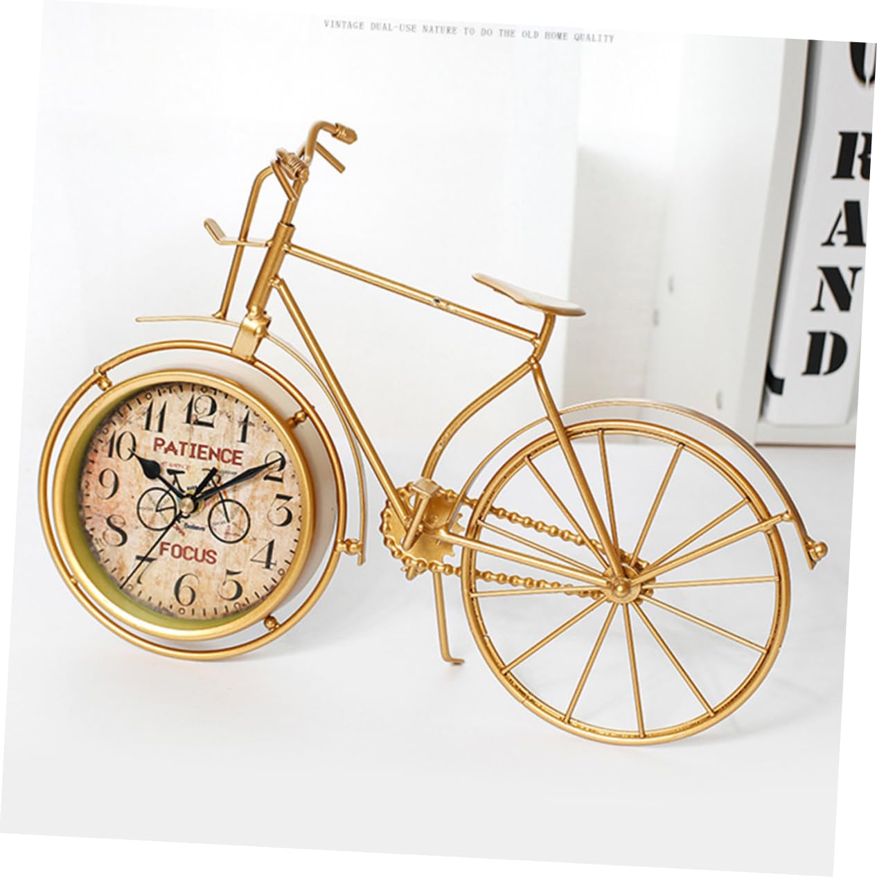 Zerodeko Goldene Fahrradförmige Tischuhr aus Eisen, Leise, Multifunktional