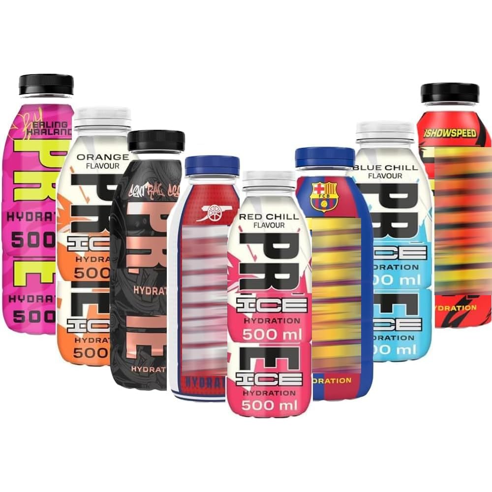 Orange Chill Ice,Erling Haaland,Blue Chill Ice,Barcellona,Red Chill Ice,ISHOWSPEED,Future Freeze Hydration Drink Bottles 500ml - Random Mixed Flavours of Refreshing Drink (6 x Bottles)