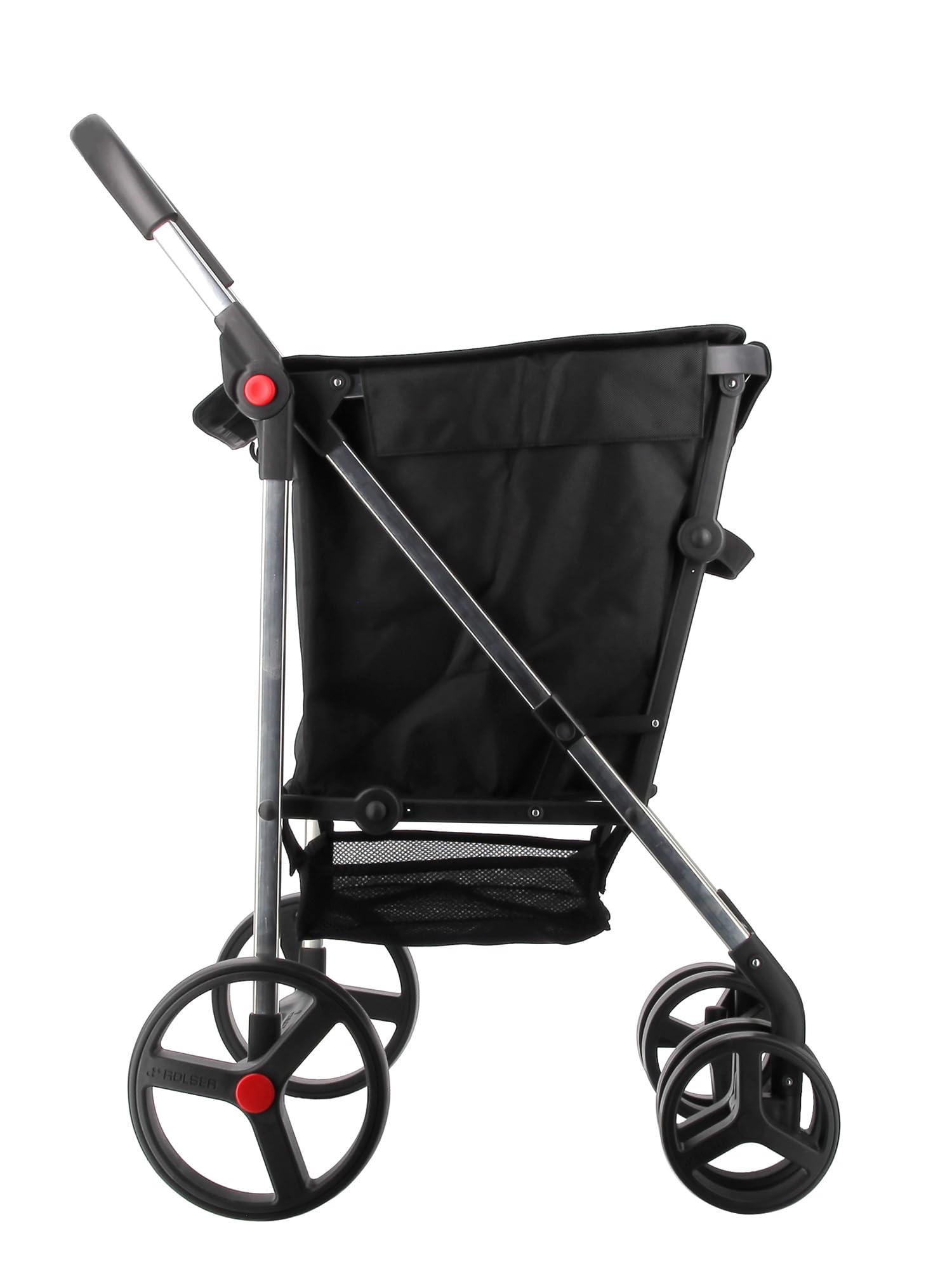 Chariot de Course Rolser Basket MF 4 Grandes Roues 2 Pivotantes Pliante - Noir
