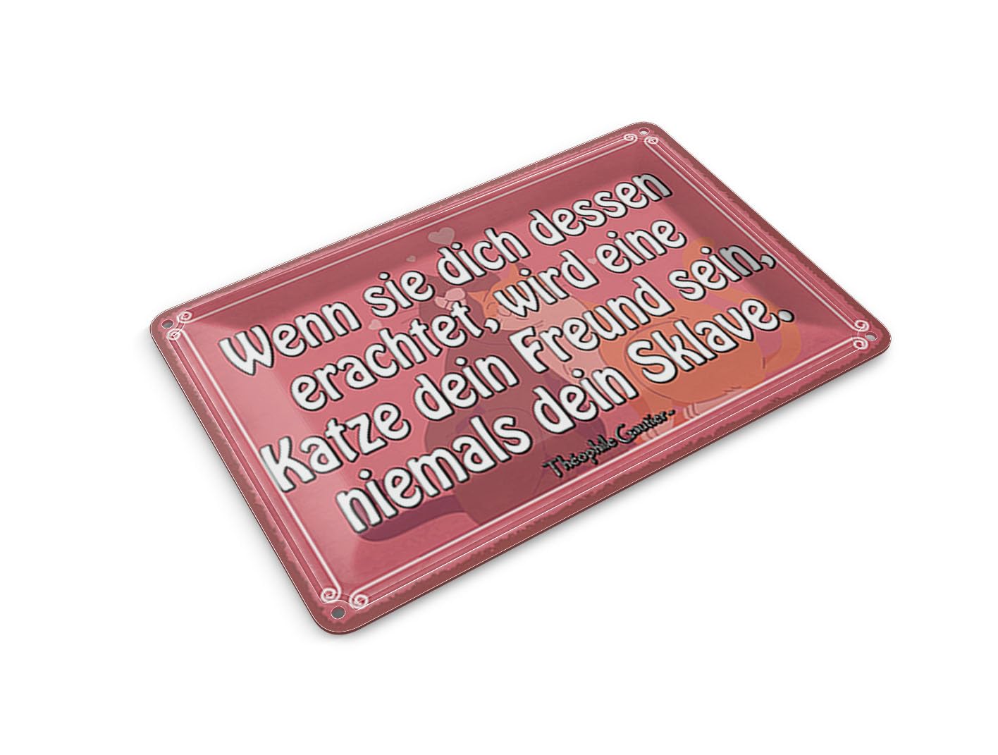 Femer Girls Multicoloured Tin Postcard Saying 14 X 10 Cm Cat Your Friend Never Slave Decorative Sign