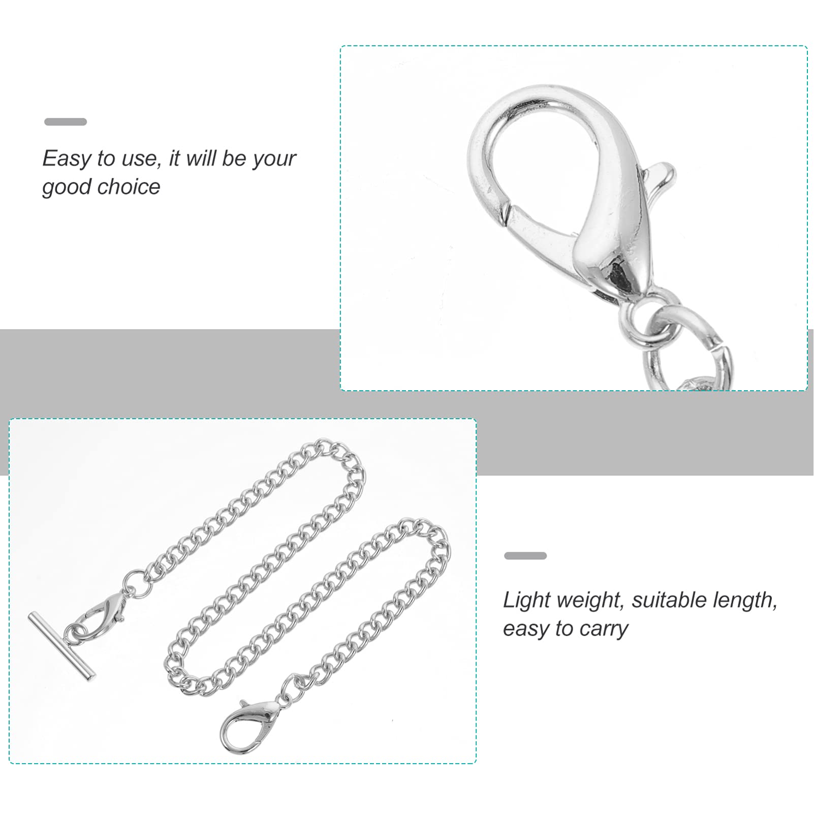 Hemobllo Key Chains Men T Bar Pocket Watch Chain Vest Chain Watch Chain Link for Clothes Handbag Silver Pocket Watch Chain