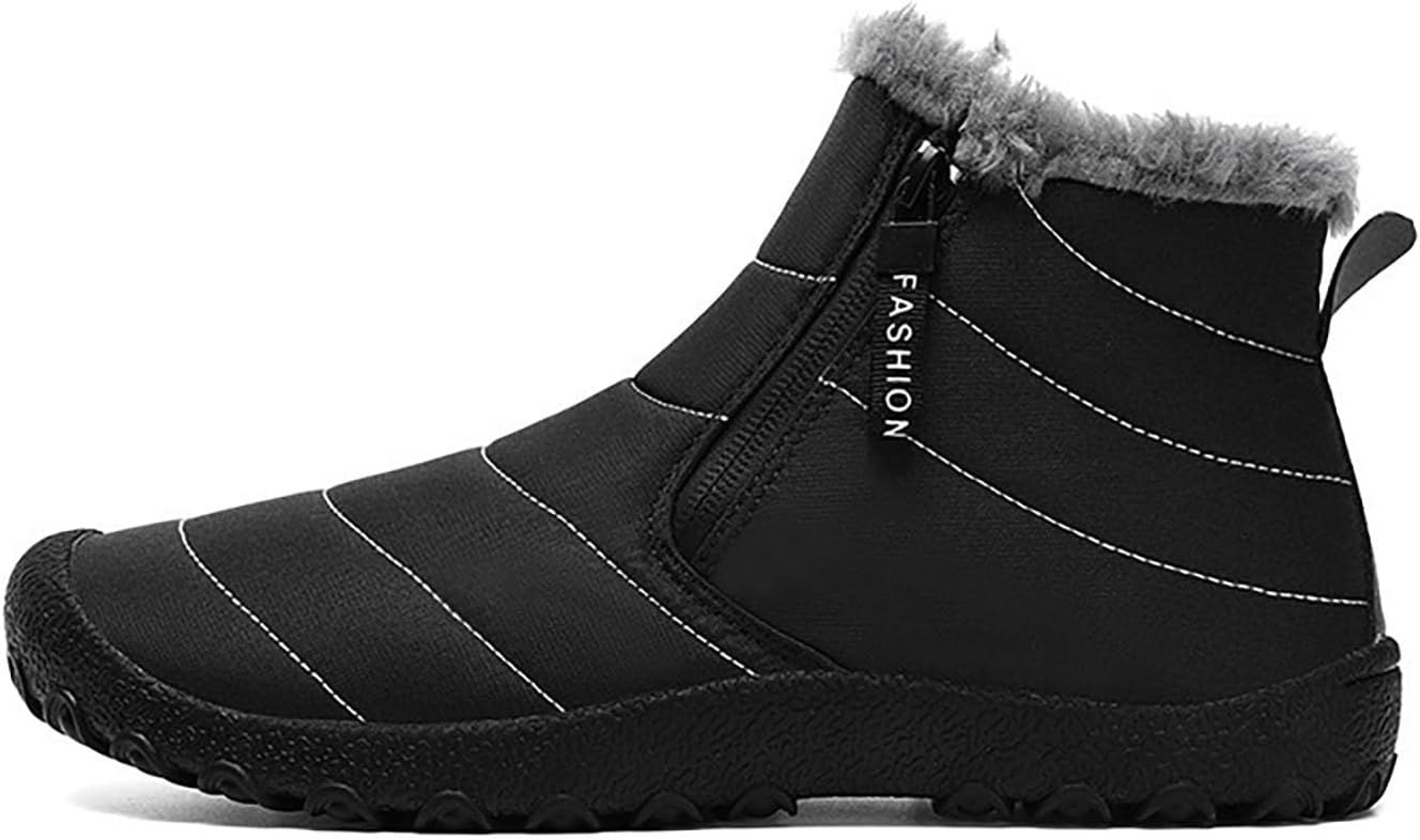 Gyaimxfu 2024 Chaussures d’hiver pieds nus pour homme et femme Bottes d’hiver chaudes et imperméables doublées Bottes de neige pour homme et femme Légères et imperméables Chaussures de path avec