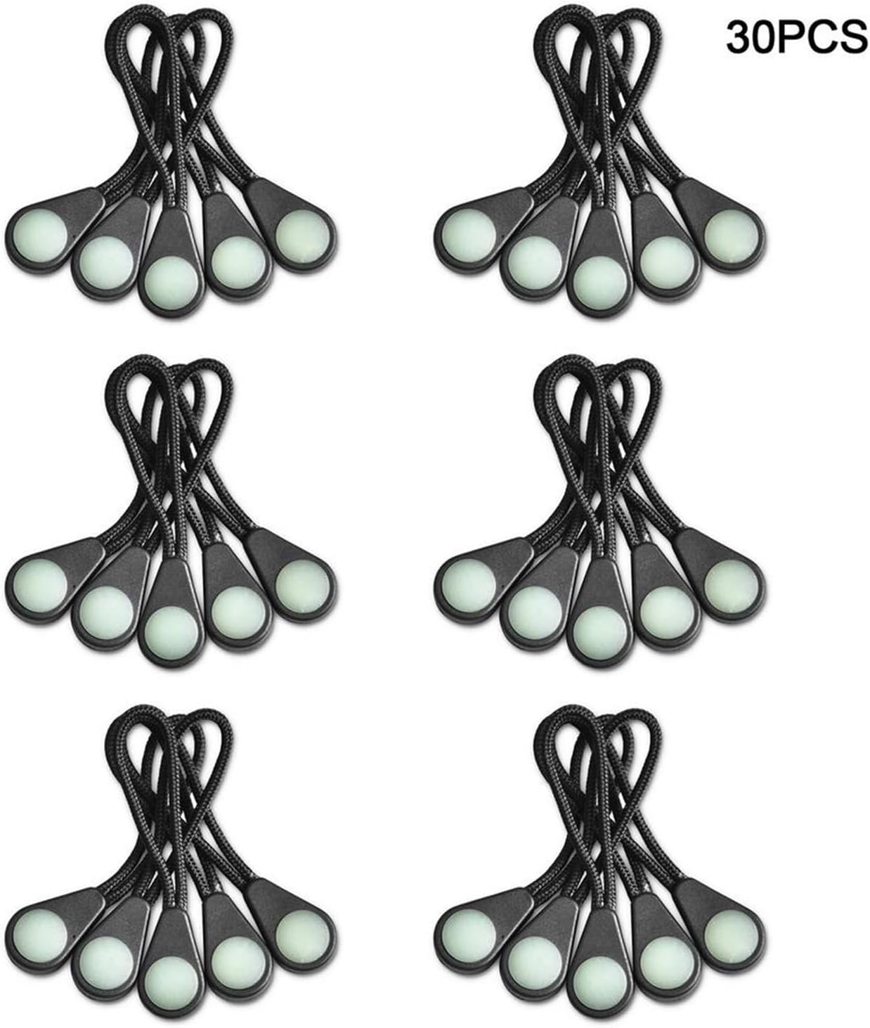10/20/30 Stück Reißverschluss-Puller, ideales Set, leuchtet im Dunkeln, Endfixierer,-Kordellasche(30pcs)