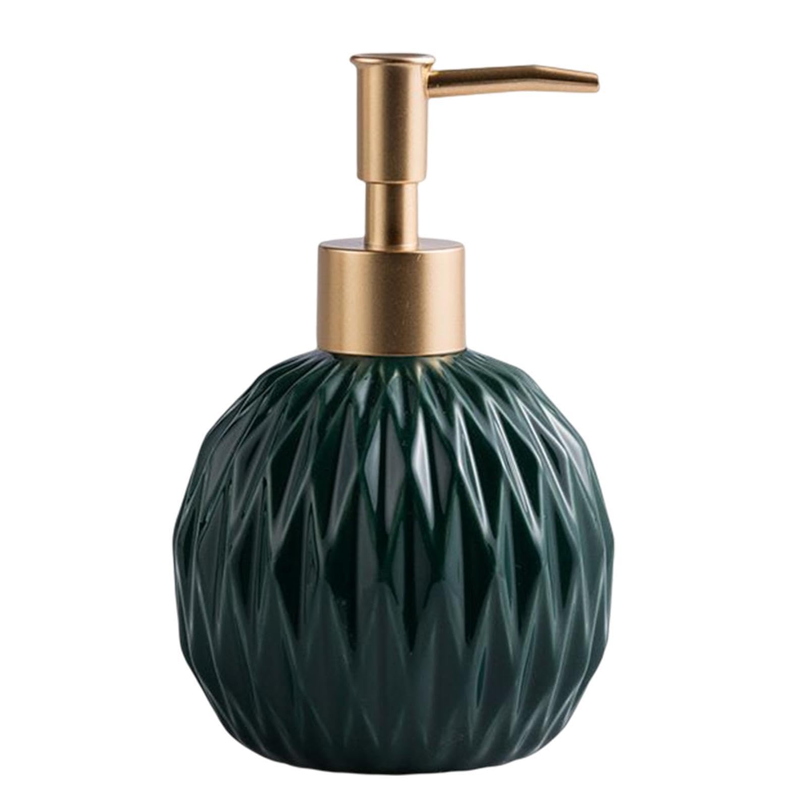 PIXZCSA Refillable Shower Shampoo Bottles Soap Dispenser Bottle Ceramic Soap Dispenser With Pump Bathroom Easy To Clean Durable Countertop Refillable Shower, Green