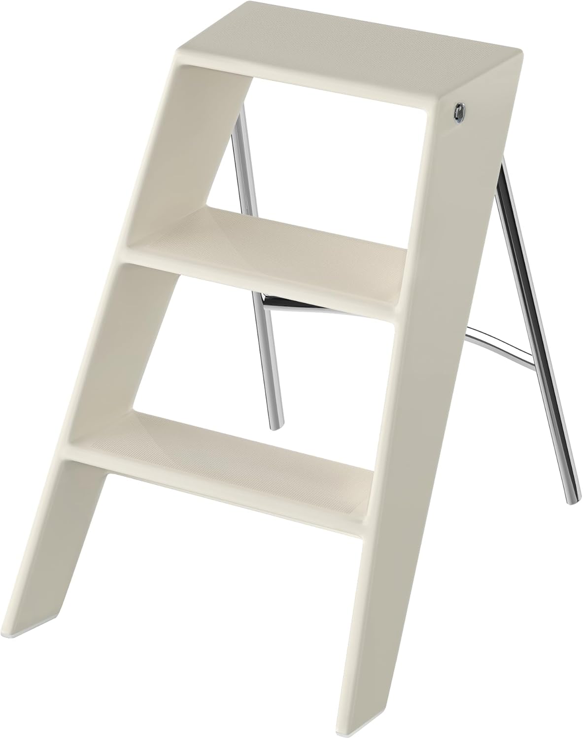 HOTEAGLE Ladder Shelf, Multifunctional 3-Tier Bookshelf, Stylish Bedroom Shelves Double as Bedside Table, Side Table for Home Living Room, Kitchen and Bedroom,White