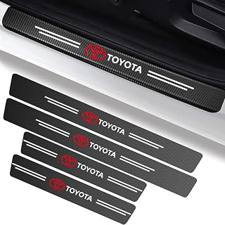 4PCS Car Door Sill Protector for Toyota Avalon Camry Prius Avalon Corolla RAV4 Highlander, Self-Adhesive Carbon Fiber Tape Anti Scratch Car Door Edge Entry Guards Stickers, Inner Accessories