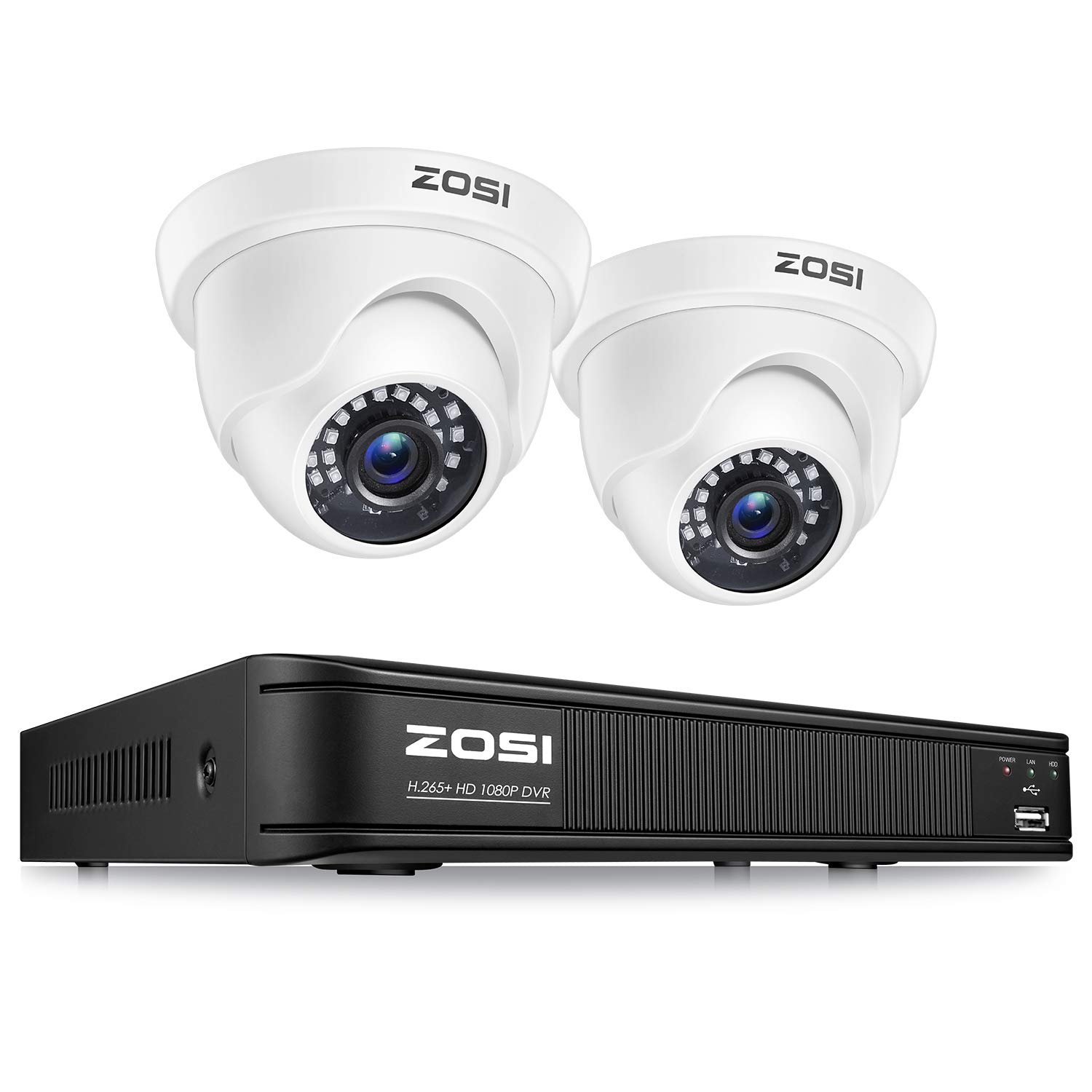 ZOSI H.265+ Full 1080p Home Security Camera System,5MP Lite CCTV DVR Recorder 4 Channel and 4 x 2MP 1080P Weatherproof Sur...