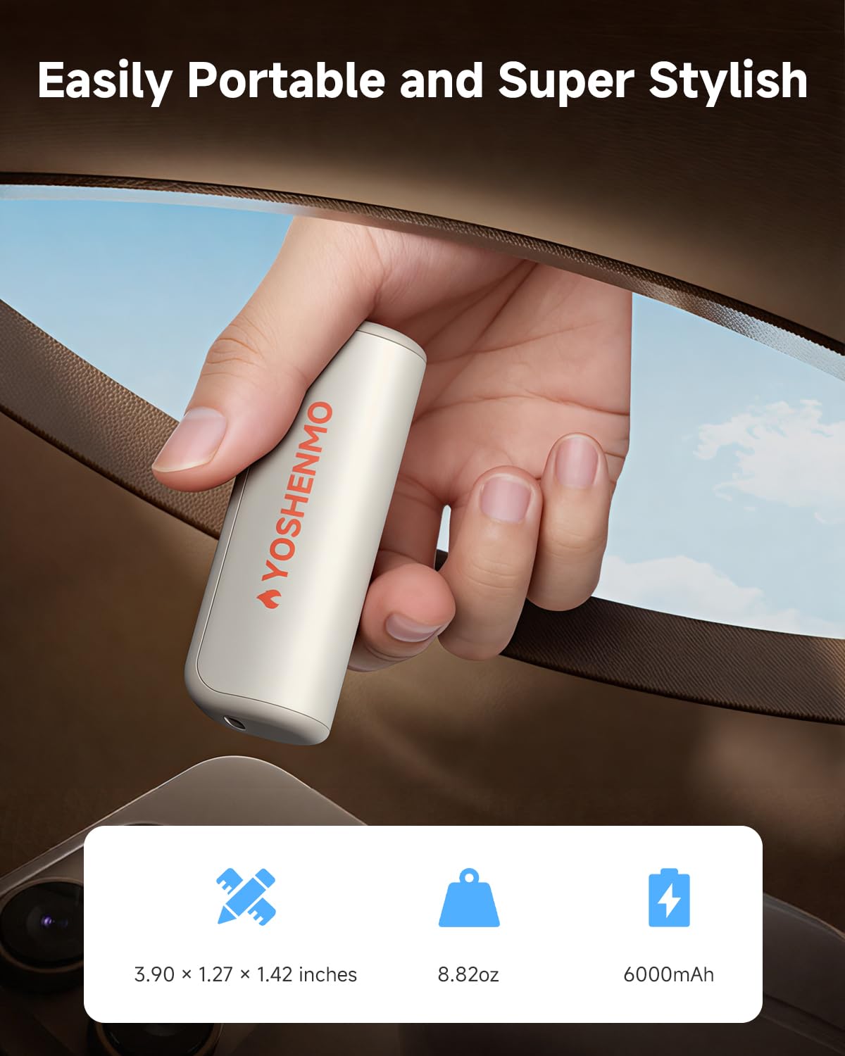 YOSHENMO Scaldamani ricaricabili, riscaldamento elettrico a 360°, 3 livelli di calore con chip intelligenti, riscaldatore tascabile portatile riutilizzabile, regalo caldo per Natale, per interni ed