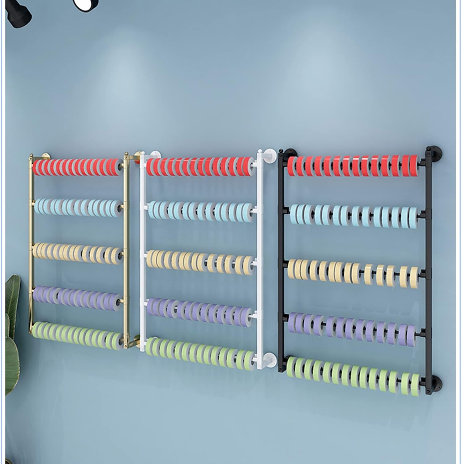 5-Tier Metal Organizer for Gift Wrapping Paper/Ribbon/Jeans,Wall Mounted Scarf Display Stand, Space-Saving(White,70 x 75 m)