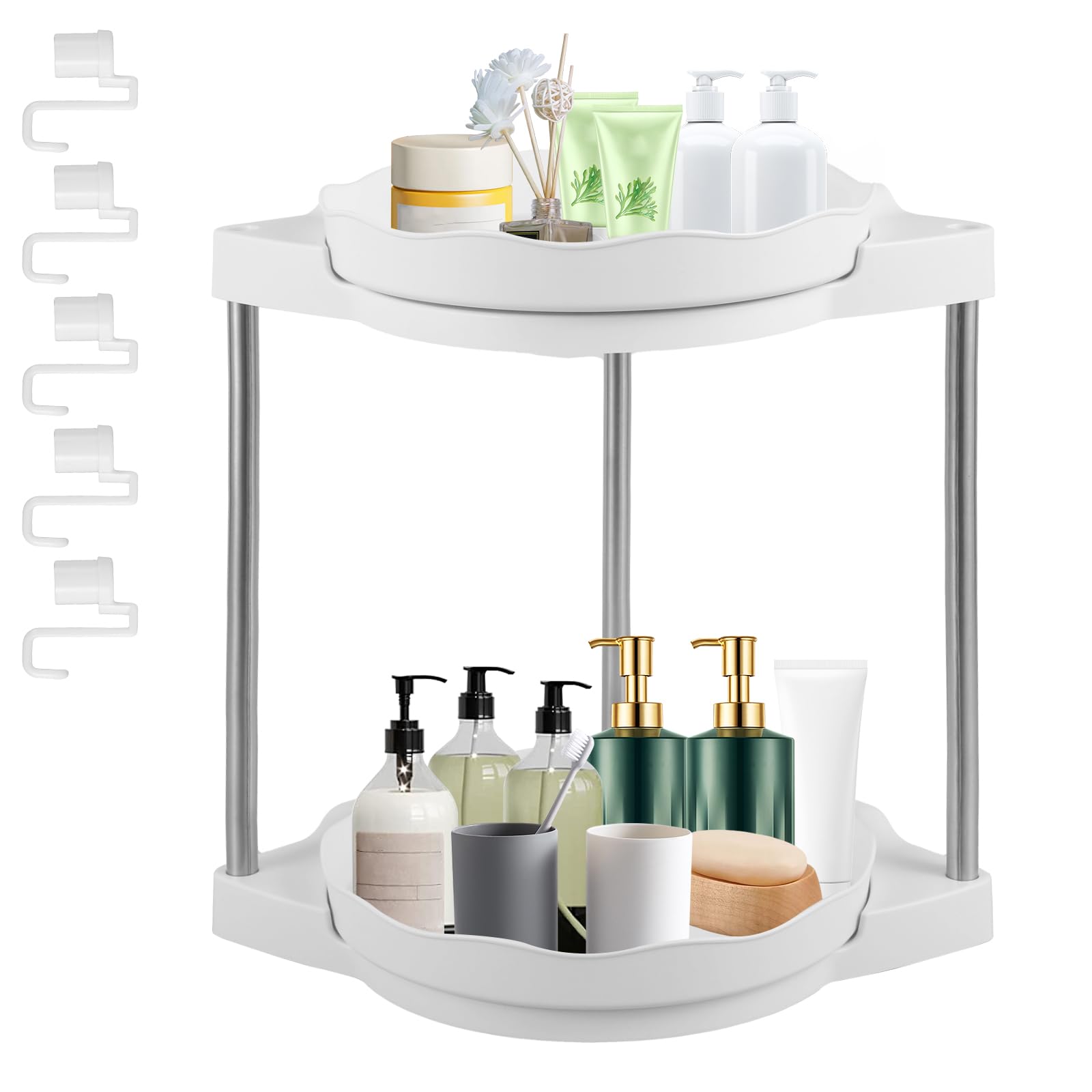 Abizarch 360 Rotating Shower Organizer No Drilling Shower Saddy Hanging Wall Mounted Corner Shower Caddy Large Capacity Shower