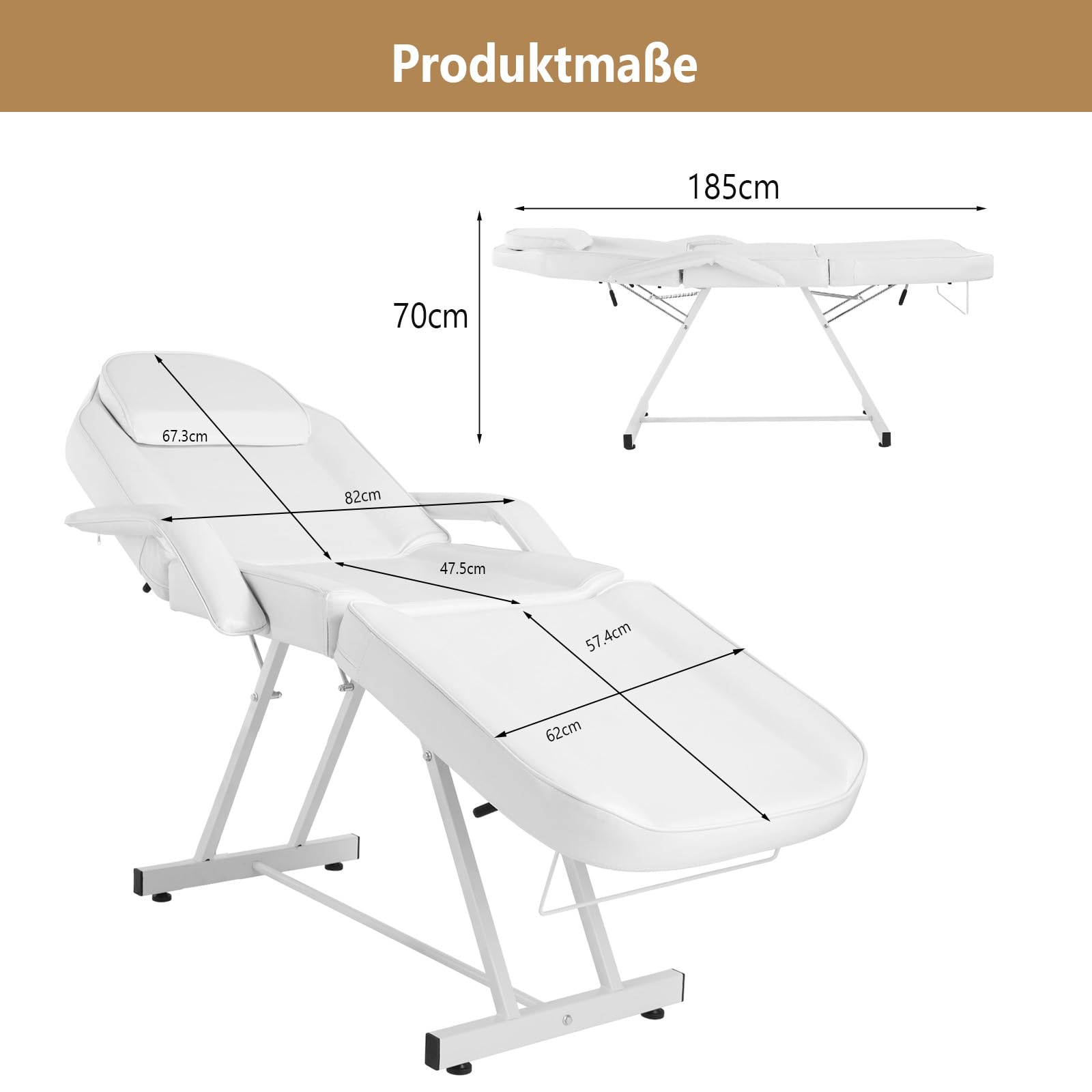 Bonnlo Massageliege verstellbar Kosmetikliege Tattooliege Massage Tattoo Stuhl Kosmetiker Bett Mehrzweck Gesichtsbett Stuhl Weiß