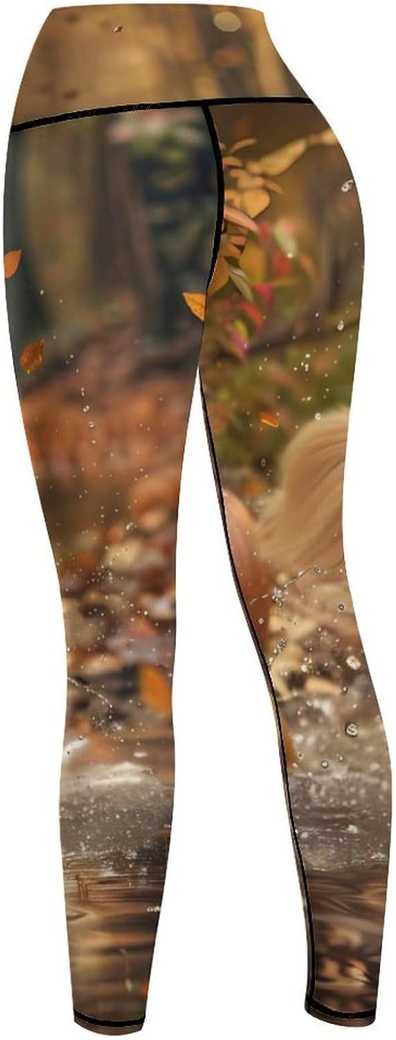 Pumpkin Thanksgiving Halloween Retriever Dog Yoga Pants Women High Waisted Leggings Workout Athletic Lounge Pant